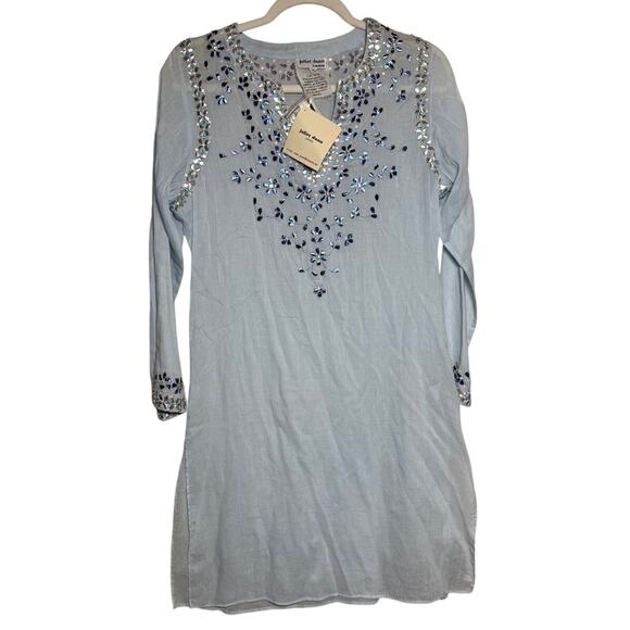 NWT Juliet Dunn Blue Embellished Tunic Sz. 2 (US 6/8) - Picture 1 of 8